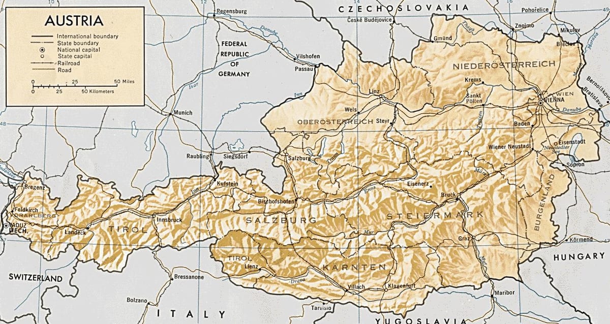 النمسا الجغرافية خريطة
