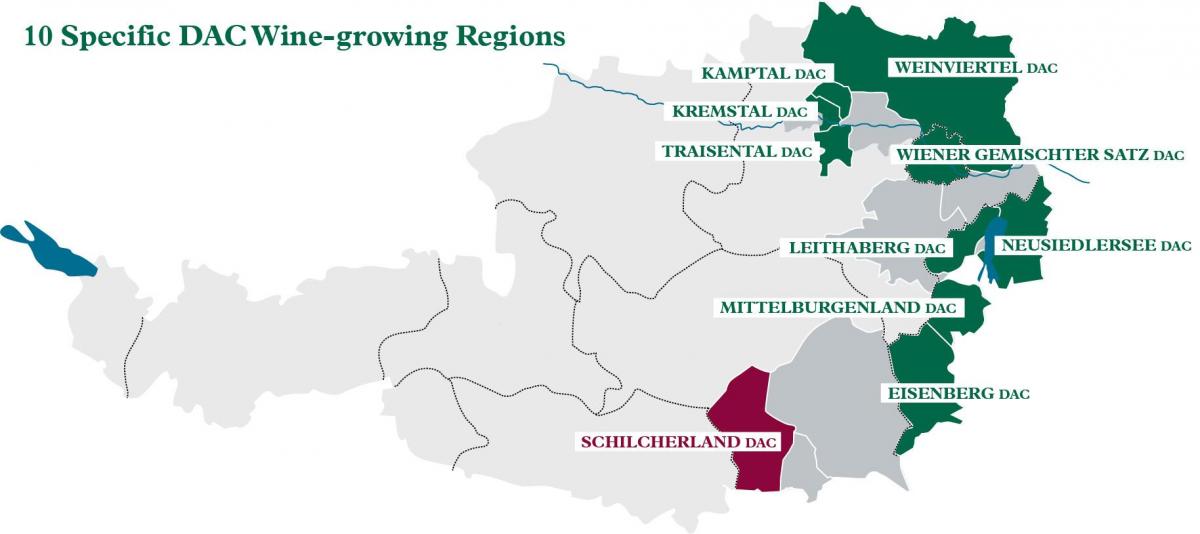 النمساوية مناطق النبيذ خريطة