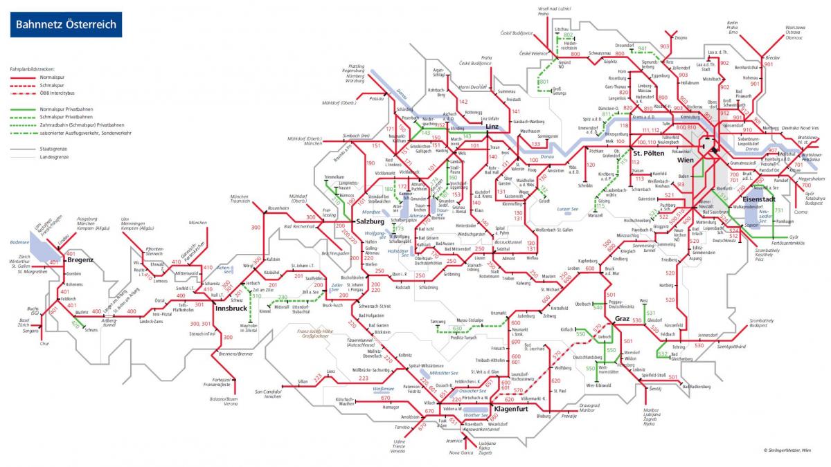 obb النمساوية السكك الحديدية خريطة