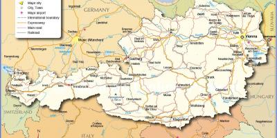 خريطة النمسا مع المدن والبلدات